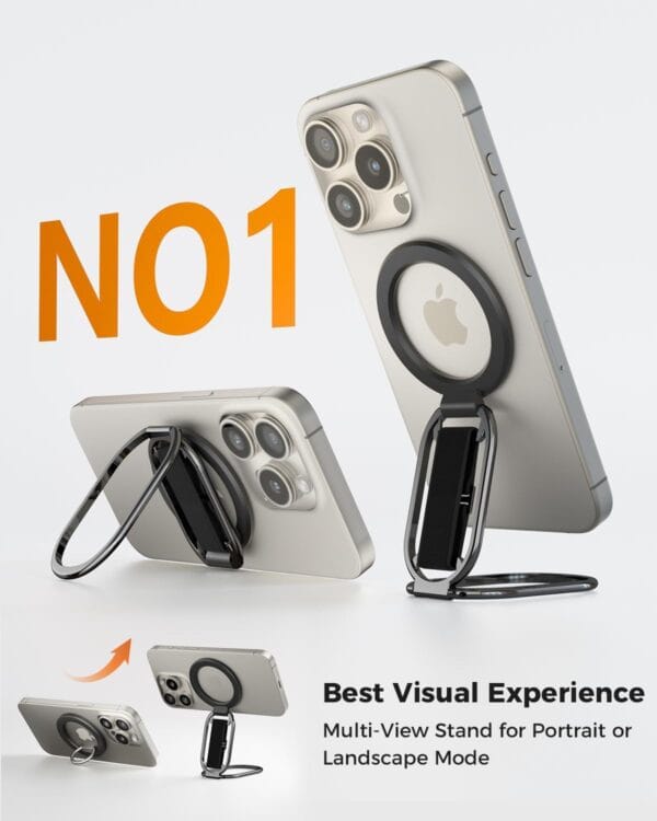 Phone Grip for Kickstand Compatible with Finger Loop, 4-in-1 Phone Ring Holder Strap for iPhone - Image 2